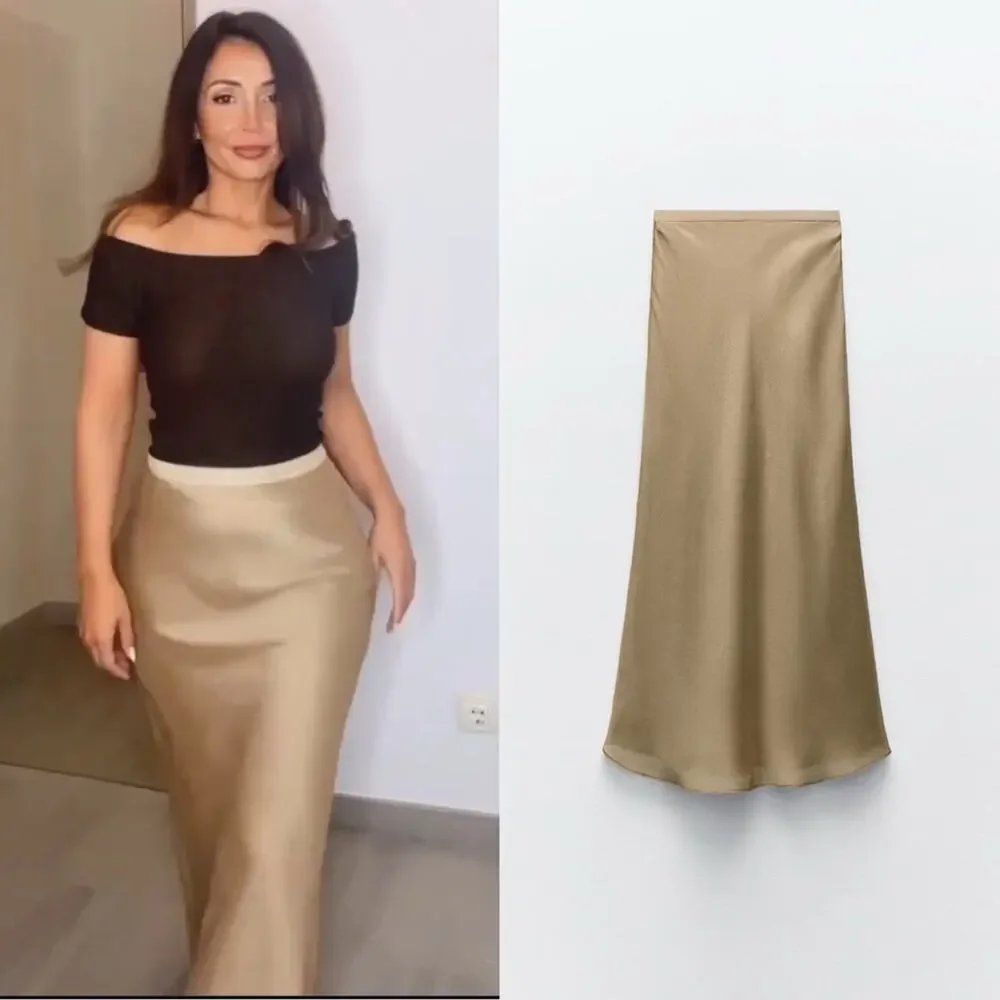 ZARA LAYERED FABRIC MIDI SKIRT